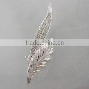 Fashion Shinny Sterling Silver &CZ Stones Leaf Brooch Wholesale Costume Brooch thumbnail-1