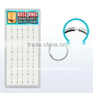 Display Box With 40 Pcs. of 925 Sterling Silver Seamless Nose Hoops, 18g (1mm) - Outer Diameter 3/8" (10mm) thumbnail-1