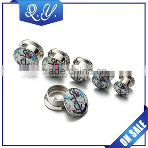 Ear Tunnel Piercing Jewelry Male Plug 316L Stainless Steel Screw Plug thumbnail-1