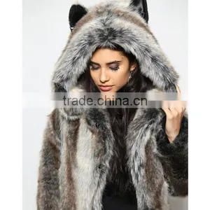 New Arrival Latest Coat Design for Women Wear Vintage Wolf Faux Fur Coat Quality Choice thumbnail-1