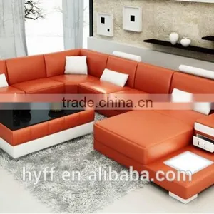 Round Genuine Italy Leather Corner Office Sofa HYZ35 thumbnail-1