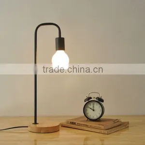 New Arrival Modern Minimalist Wooden Metal Table Lamp Fixture thumbnail-1