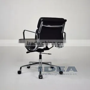 Replica Charles Low Back Desk Chair- Black Color Genuine Leather thumbnail-4