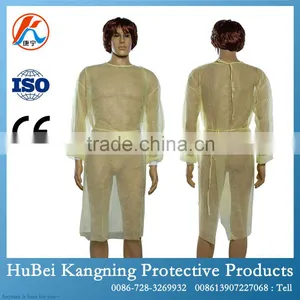 PP Nonwoven Yellow Disposable Isolation Gown thumbnail-2