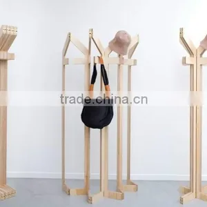 New Design Bamboo Fold Clothes Tree Rack Bamboo Cloth and Hat Hanger Stand Wholesale Quality Choice thumbnail-1