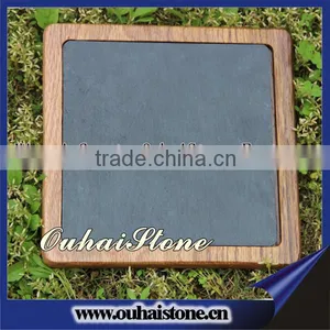 New 2014 Modern Square Slate Flat Tray on Wood Holder thumbnail-1