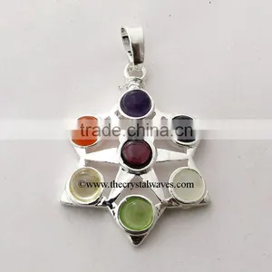 Two Star Chakra Metal Pendant thumbnail-1