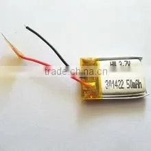 3.7v 301422 3.0mm Thickness 50mah Lipo Battery for Bluetooth Headset thumbnail-1