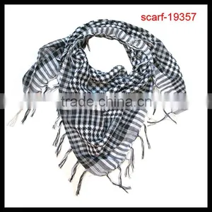 Popular Lady Triangle Grid Print Tassel Square Scarf thumbnail-1