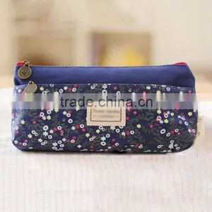 Double Zipper Canvas Cosmetic Pencil Case and Coin Pouch thumbnail-2
