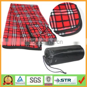 Compact Plaid Fleece Throw Blanket With Drawstring Pouch thumbnail-1