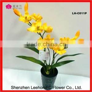 Home Decor Artificial Flower Potted Plant Fabric Colorful Orchid Bonsai thumbnail-1