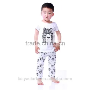 2016 Boutique Oem Animal Design White Plain Tee Shirt Pant Together Fancy Kids Clothing Outfits Boy thumbnail-1