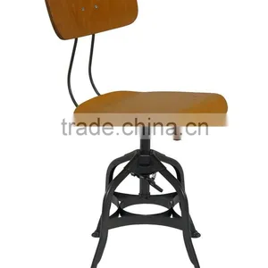 Vintage Toledo Plywood Backrest Bar Stool Chair / Retro Adjustable Metal Bar Stool/ Antique Industrial Barstool thumbnail-4