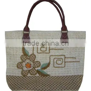 Simple Design Fashion Handmade Knitted Straw Handbag thumbnail-1