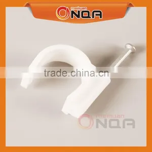 Plastic Flat Cricle Shape Cable Clips With Steel Nail Cable Holder Clip 8mm thumbnail-1