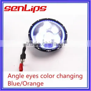 9inch 60W Led Jeep Wrangler Headlight With Anger Eyes Color Changing Blue Orange Light thumbnail-3