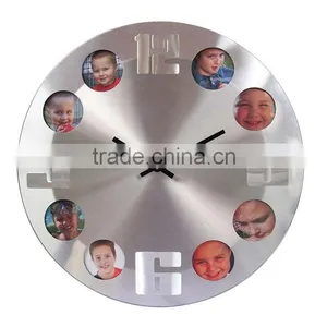 Wall Clock With 8 Photo Frame and Aluminum Surface thumbnail-1