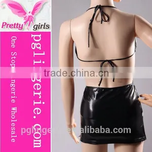 Newest Design Woman Bareness Sexy Genuine Leather Dress thumbnail-5