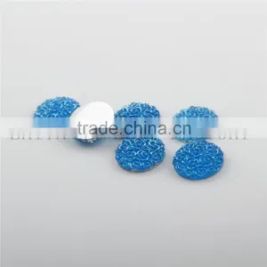 12mm Fluorescence Color Round Rose Flower Resin Cabochone Round Sew on Rhinestone Parquet Flatback Resin Gem Stones thumbnail-5