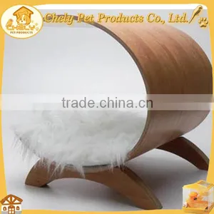 Modern Dog Bed With Bend Plywood Feet and Elegant Sheepskin Mat thumbnail-1