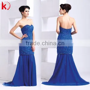 Fashion Off-shoulder Beaded Embroidered Chiffon Formal Latest Evening Dress thumbnail-1