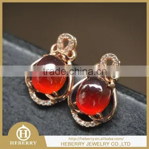 Orange Color Garmet Gemstone With 925 Sterling Silver Earring Wholesale thumbnail-1
