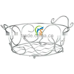 Silver Oval Wire Storage Baskets With Handle thumbnail-1