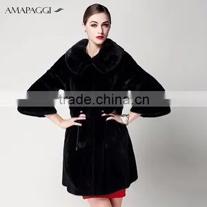 Wholesale Top Quality Black Slim Mink Womens Fur Coat From China thumbnail-2