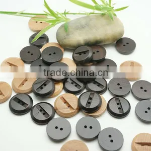 Fancy High Quality 2 Holes Black Painted, Natural Wooden Buttons With Manger Style thumbnail-1