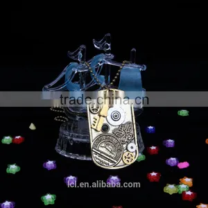 2015 Yiwu Fashion Imitation Jewelry Steampunk Necklace Dog Tag Gear Steam Key Butterfly Pendant Cameo Statement Necklace thumbnail-3