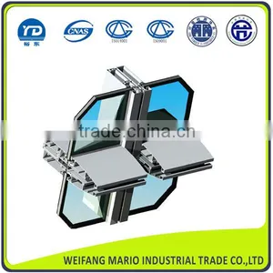 Aluminum Frameless or Hidden Frame Curtain Wall Profiles thumbnail-1