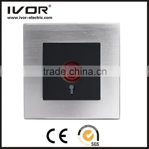 2016 New Design IVOR Aluminum Silver Material Europe Style Illuminated 2 Gang Computer Wall Switch thumbnail-6