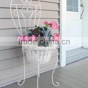 Beatiful White Iron & Wicker Craft Wedding Decoration Flower Stand Designs thumbnail-2