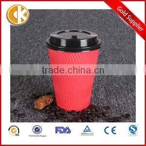 350ml Red Double Single Wall Ripple Disposable Coffee Paper Cup thumbnail-1