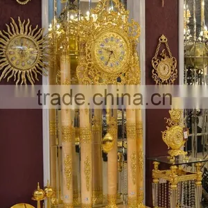 European Copper Grandfather Floor Clock, Metal Pendulum Chiming Clock, Home Decoration Art Clock thumbnail-2
