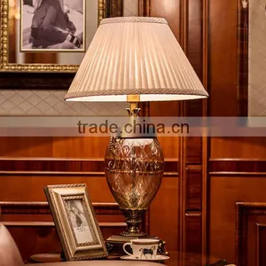 Olivary Design Clear Glass Body Metal Bottom Fabric Lampshade Table Lamp thumbnail-1