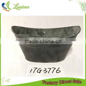 2017 New Unique Design Black Living Room Decoration Hammered Metal Boat Shaped Flower Vase thumbnail-1