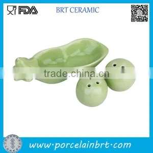 Green Pea Ceramic Salt and Pepper Shaker Wedding Favor thumbnail-2