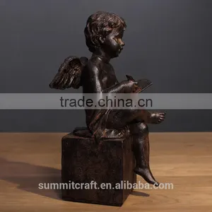 Resin Rust Color Vintage Writing Small Angel Figurines thumbnail-3