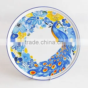 Stoneware Pizza Plate With Peacock Decal thumbnail-1