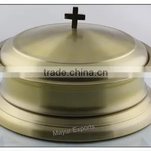 Stainless Steel Brass Plated Communion Tray Set thumbnail-1