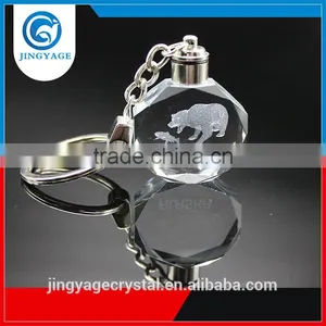 3D Laser Engraved Brown Bear Octagonal Crystal Led Key Chains Photo Led Crystal Key Chain thumbnail-2
