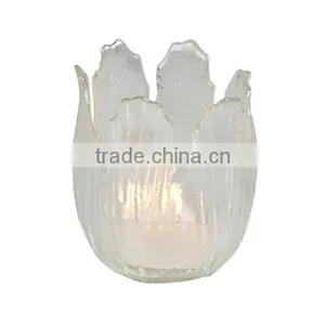 Pearlized Amber Glass Floral Votive Holder, Box of 4 thumbnail-3