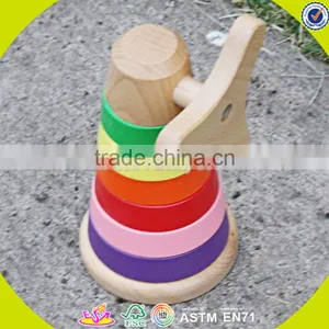 Wholesale Funny Kids Wooden Rainbow Stacking Blocks Toy Wonderful Toddler Wooden Rainbow Stacking Blocks Toy W13D110 thumbnail-4