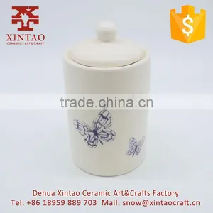 Wholesale Home White Stoneware Canister With Butterfly Detail thumbnail-1