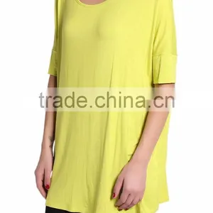 Fashion Woman Oversized Jersey Tee Short Sleeve Draped Solid Jersey Tunic Top Loose Fit Tee T-shirt Women Top Tee thumbnail-4