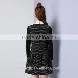 Free Shipping--2016 Winter Women New Embroidered Sleeve Lapel Wool A-line Dress Slim Woolen Dress thumbnail-3