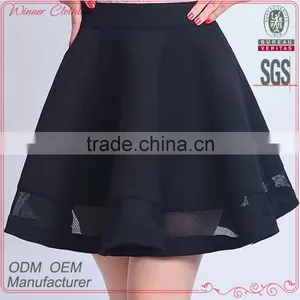 Customize Garment Manufacturer A-line Mini Black Sexy Girls Cute Short Skirt With Organze thumbnail-1