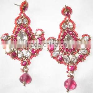 Pink Beads Dangler EARRING Pair thumbnail-1